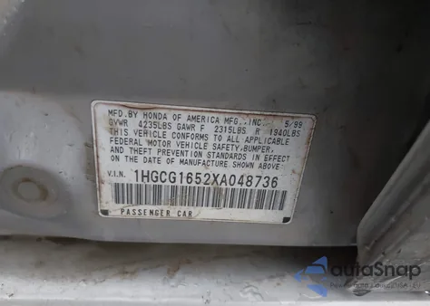 1999 Honda Accord Ex V6 from USA, damaged, VIN 1HGCG1652XA048736